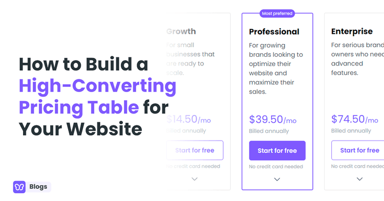 build a high-converting pricing table