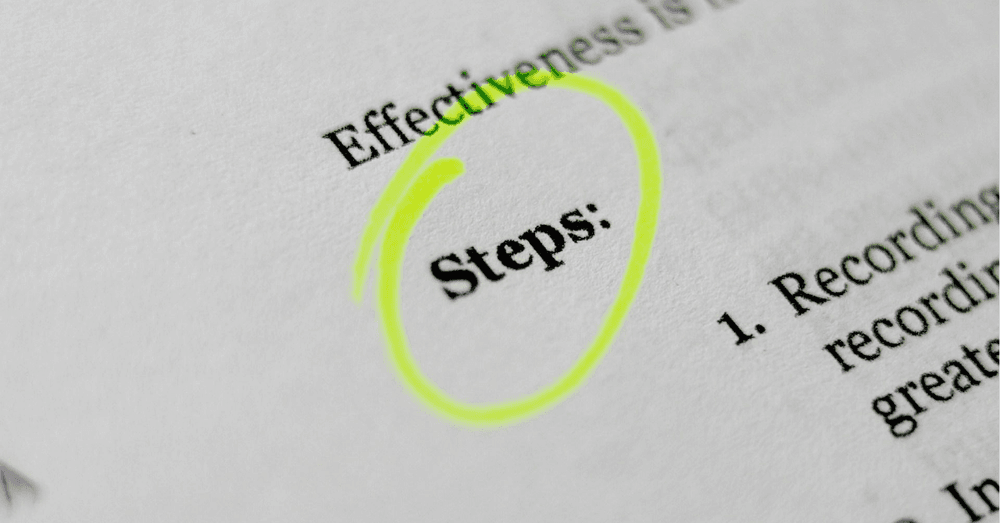 A word circled with a yellow marker indicating the procedure in an SOP