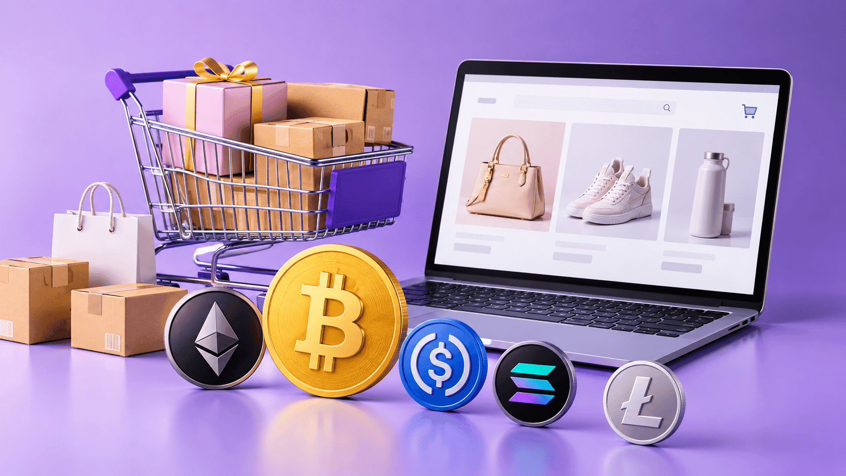 E Commerce and Cryptocurrency Concept Scene