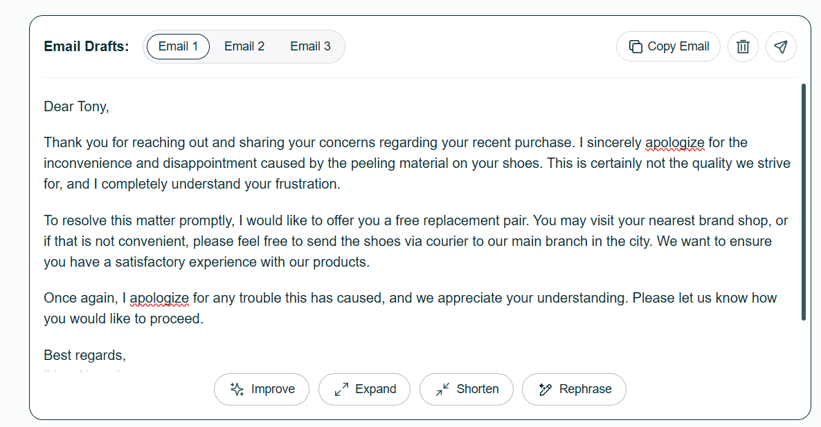 sample response
